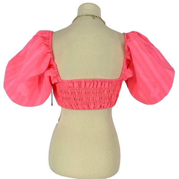 LPA Caspian Tube Top Neon Pink Women’s Small Puff Sleeves NEW - Picture 5 of 8